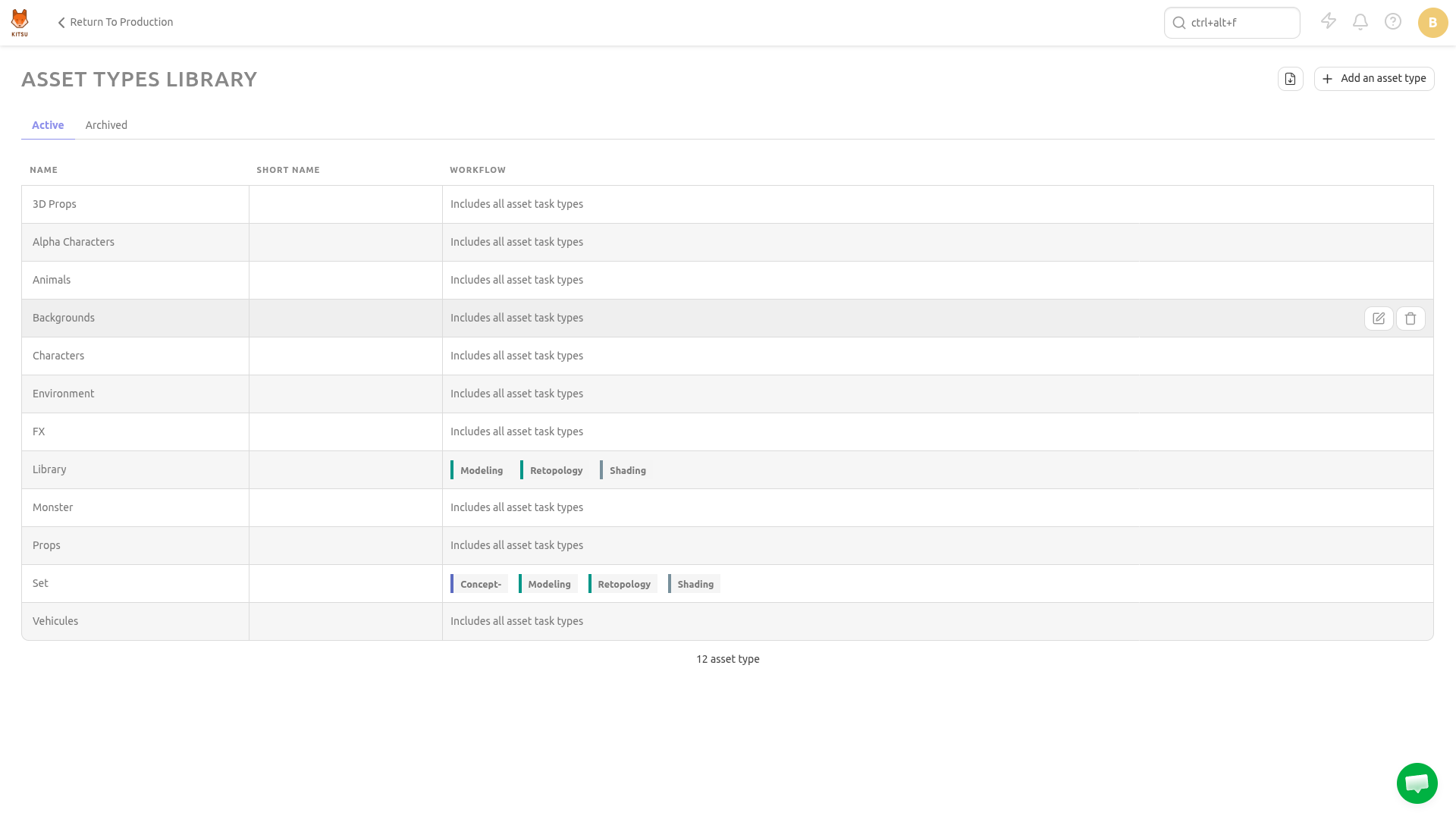 update asset type button