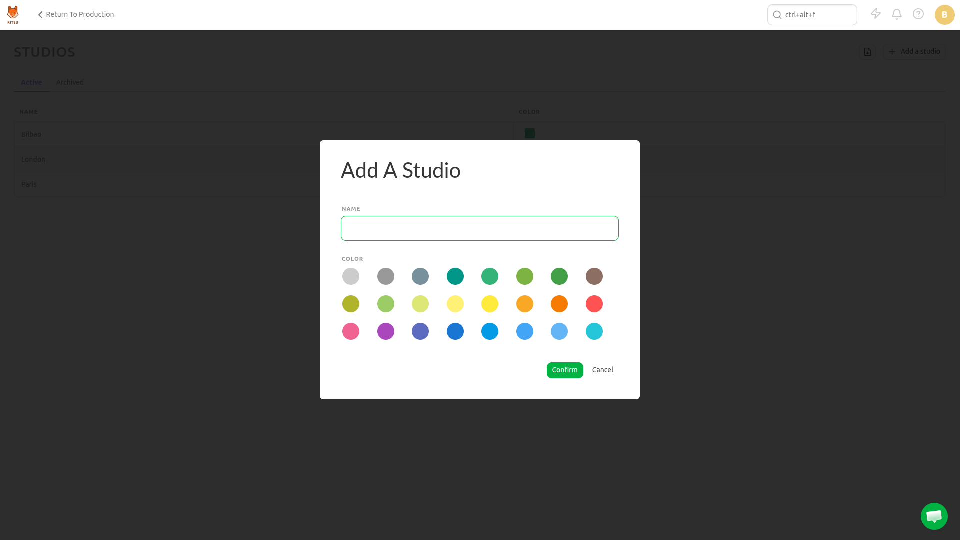 create studio modal